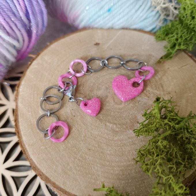 Compte-rang Coeur Disco rose