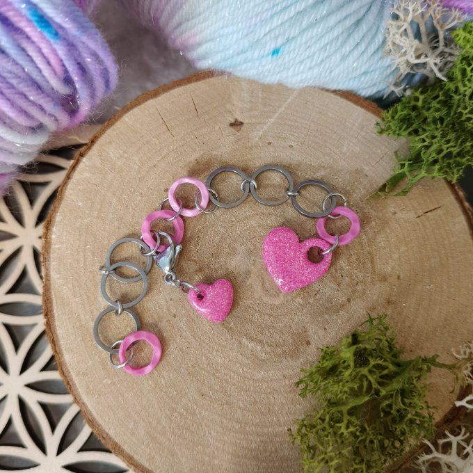 Compte-rang Coeur Disco rose