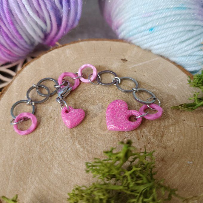 Compte-rang Coeur Disco rose