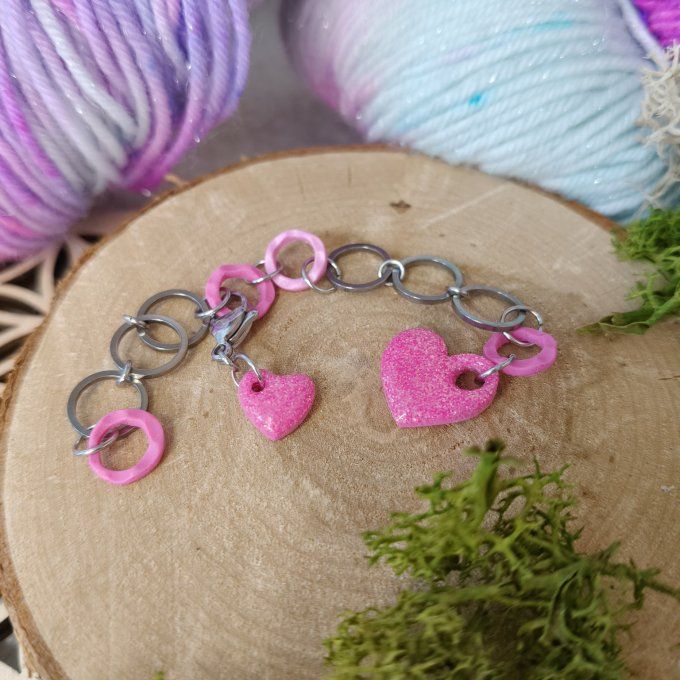 Compte-rang Coeur Disco rose